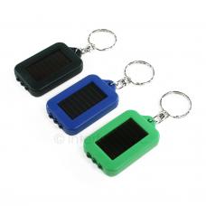 Lot of 3 Black, Blue & Green Solar Powered Keychain LED Flashlights