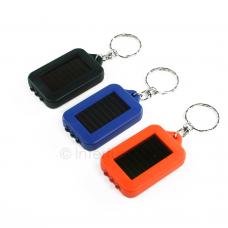 Lot of 3 Black, Blue & Orange Solar Powered Keychain LED Flashlights