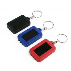 Lot of 3 Black, Blue & Red Solar Powered Keychain LED Flashlights