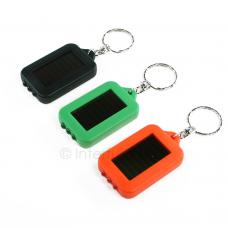 Lot of 3 Black, Green & Orange Solar Powered Keychain LED Flashlights