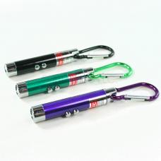 Lot of 3 Black, Green & Purple 3-Mode LED Flashlights Laser Pointer UV Keychains