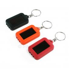 Lot of 3 Black, Orange & Red Solar Powered Keychain LED Flashlights