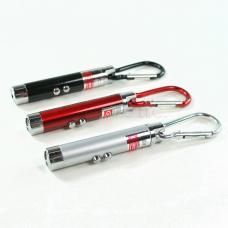 Lot of 3 Black, Red & Silver 3-Mode LED Flashlights Laser Pointer UV Keychains