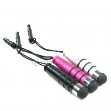 Lot of 3 Black Silver & Pink Striped Capacitive Stylus Pen