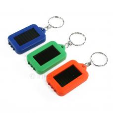 Lot of 3 Blue, Green & Orange Solar Powered Keychain LED Flashlights