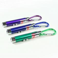Lot of 3 Blue, Green & Purple 3-Mode LED Flashlights Laser Pointer UV Keychains