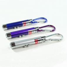 Lot of 3 Blue, Purple & Silver 3-Mode LED Flashlights Laser Pointer UV Keychains