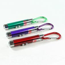Lot of 3 Green, Purple & Red 3-Mode LED Flashlights Laser Pointer UV Keychains