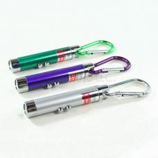 Lot of 3 Green, Purple & Silver 3-Mode LED Flashlights Laser Pointer UV Keychains