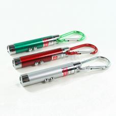 Lot of 3 Green, Red & Silver 3-Mode LED Flashlights Laser Pointer UV Keychains