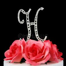Monogram Cake Topper Letter H - Elegant Crystal Rhinestone