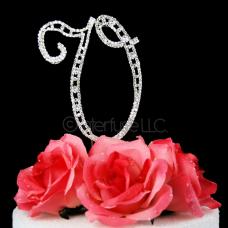 Monogram Cake Topper Letter V - Elegant Crystal Rhinestone