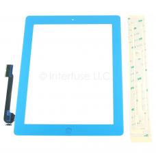 Replacement Light Blue Touch Screen Glass Digitizer and Adhesive for iPad 4