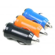 Set of 3 Black, Blue & Orange Small Miniature Universal USB Car Chargers