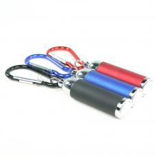 Set of 3 Black, Blue & Red Small Mini Zoom LED Flashlights with Carabineer Keychain