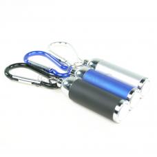 Set of 3 Black, Blue & Silver Small Mini Zoom LED Flashlights with Carabineer Keychain