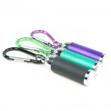 Set of 3 Black, Green & Purple Small Mini Zoom LED Flashlights with Carabineer Keychain