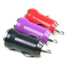 Set of 3 Black, Purple & Red Small Miniature Universal USB Car Chargers