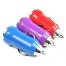 Set of 3 Blue, Purple & Red Small Miniature Universal USB Car Chargers