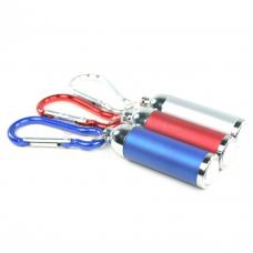Set of 3 Blue, Red & Silver Small Mini Zoom LED Flashlights with Carabineer Keychain
