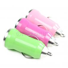 Set of 3 Green, Hot Pink & Pink Small Miniature Universal USB Car Chargers