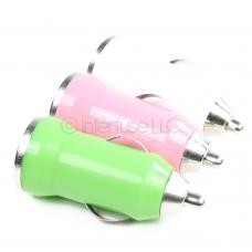 Set of 3 Green, Pink & White Small Miniature Universal USB Car Chargers