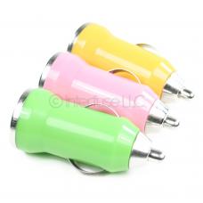 Set of 3 Green, Pink & Yellow Small Miniature Universal USB Car Chargers