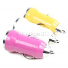 Set of 3 Hot Pink, White & Yellow Small Miniature Universal USB Car Chargers