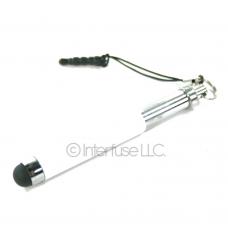 White Retractable Stylus Pen w/ Headphone Dust Cap for iPhone, iPod, iPad Touch, Android Tablets