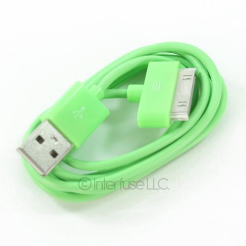 Green USB 2.0 Data Sync Charger Cable for iPod Touch iPhone 2G 3G 3GS 4 4S iPad