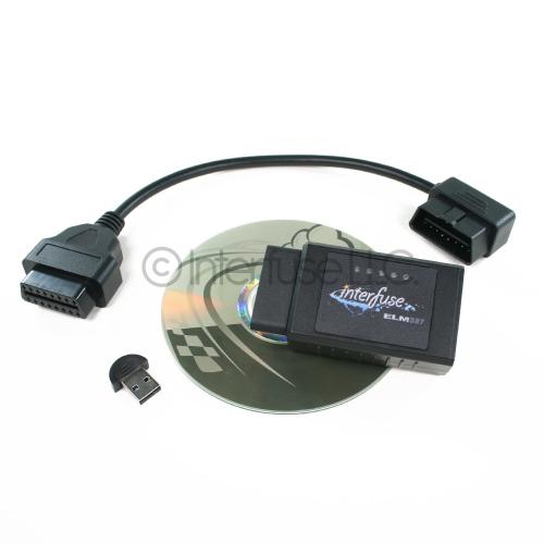 Interfuse ELM327 OBD2 Bluetooth Diagnostic Scanner + CD USB Extension Cable