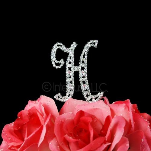 Letter H Monogram Cake Topper - Small 3-Inch Crystal Rhinestone