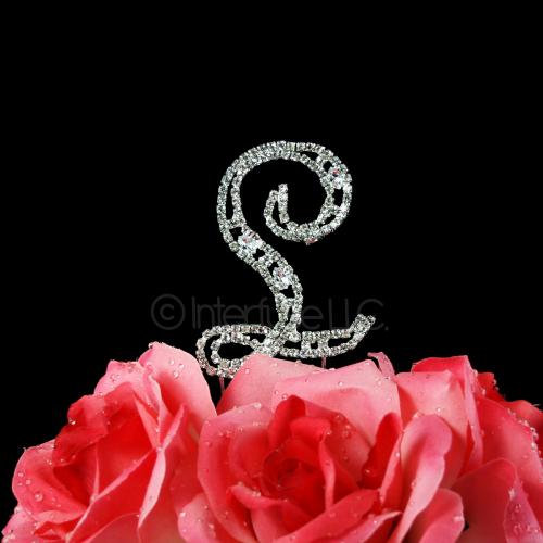 Letter L Monogram Cake Topper - Small 3-Inch Crystal Rhinestone