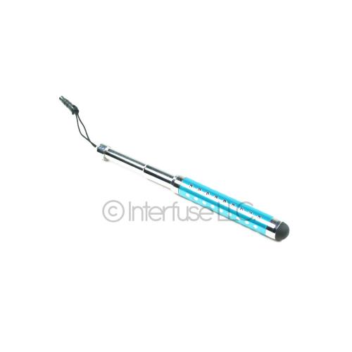 Light Blue Retractable Studded Stylus Pen