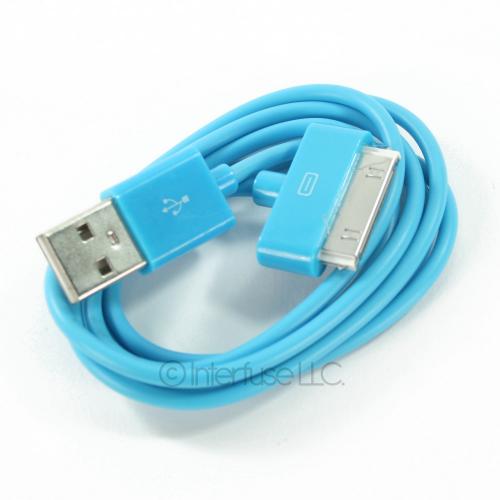 Lot of 3 Light Blue USB 2.0 Data Sync Charger Cables for iPod Touch iPhone 2G 3G 3GS 4 4S iPad