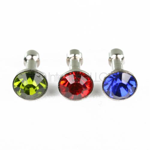 Lot of 3 Red, Green & Blue Jewel Crystal Gem Headphone Dust Cap Plugs