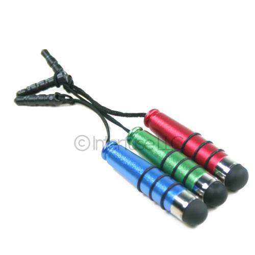 Lot of 3 Red Green & Blue Striped Capacitive Stylus Pen