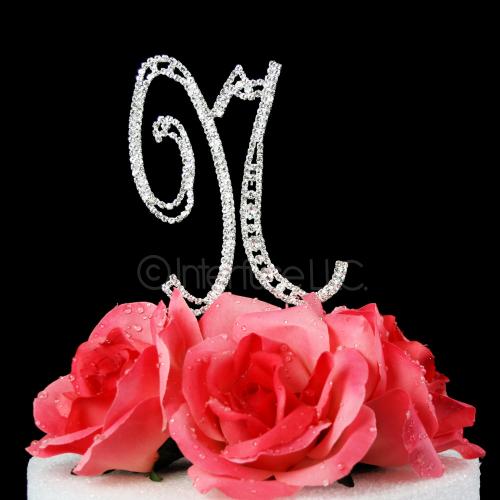 Monogram Cake Topper Letter N - Elegant Crystal Rhinestone