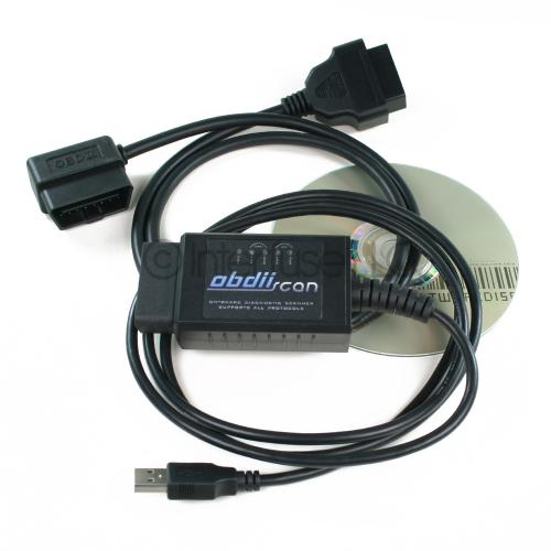 OBD-II Scan ELM327 v1.5 USB Car Diagnostic Scanner + CD & Right Angle Cable