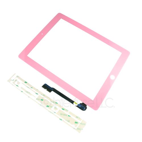 Replacement Pink Touch Screen Glass Digitizer and Adhesive for iPad 4
