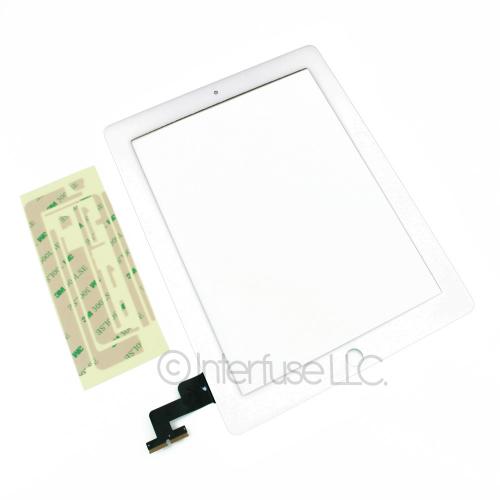 Replacement White Touch Screen Glass Digitizer and Adhesive for iPad 2