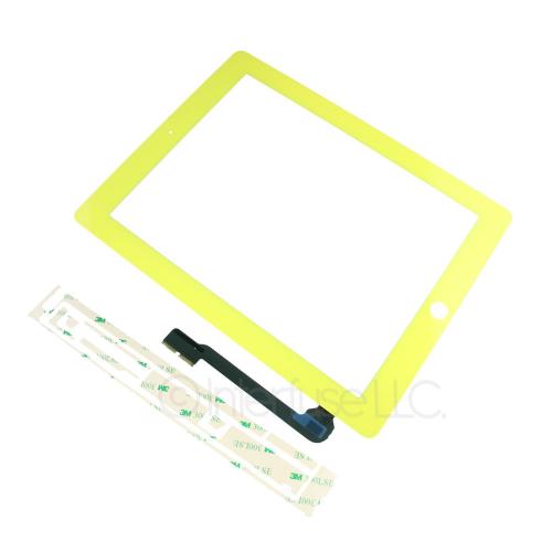 Replacement Yellow Touch Screen Glass Digitizer and Adhesive for iPad 3