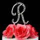 Monogram Cake Topper Letter R - Elegant Crystal Rhinestone