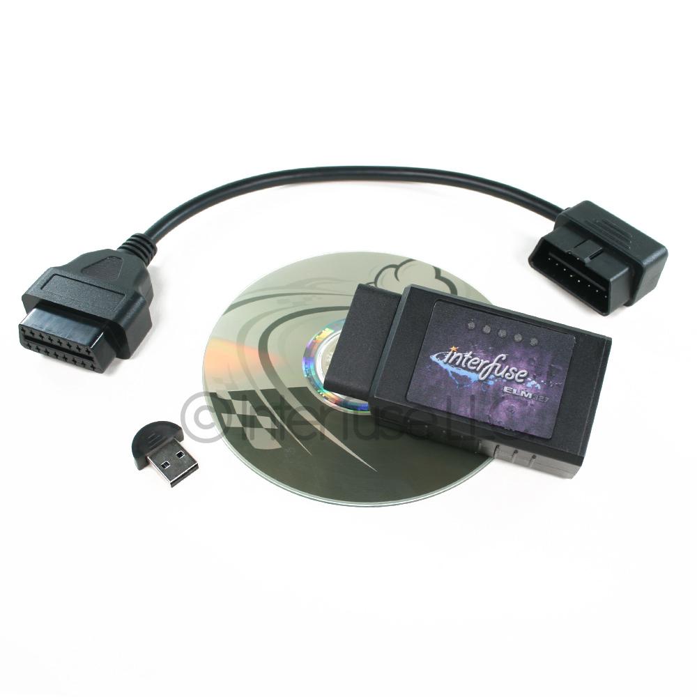 Interfuse ELM327 v1.5 OBD-II OBD2 Bluetooth Diagnostic Car Scanner with USB  Adapter