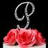 Monogram Cake Topper Letter P - Elegant Crystal Rhinestone