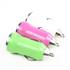 Set of 3 Green, Hot Pink & White Small Miniature Universal USB Car Chargers